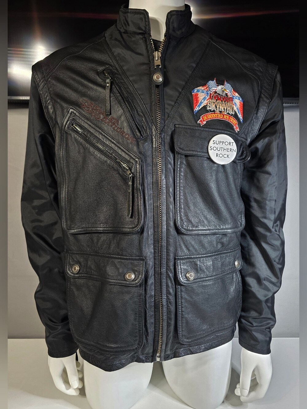 Harley-Davidson Vintage Custom multi-pocket leather jacket/vest Size XL